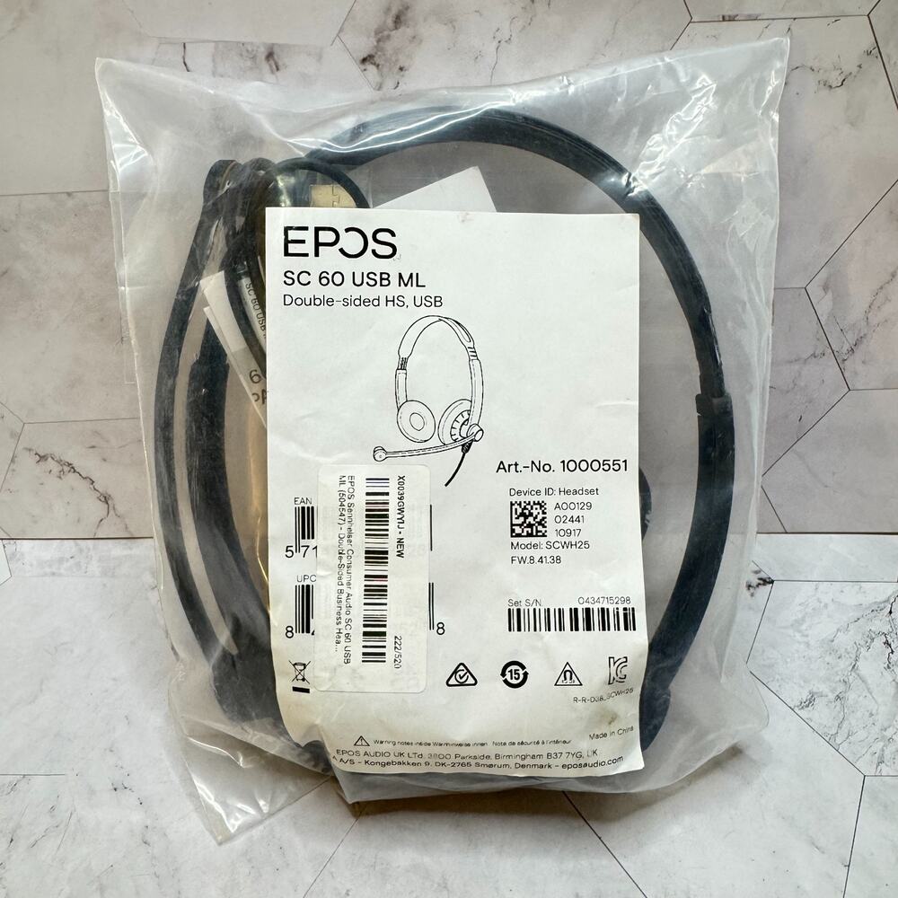 NEW Epos Sennheiser Headset SC 60 USB ML Double-Sided On Ear Black #1000551